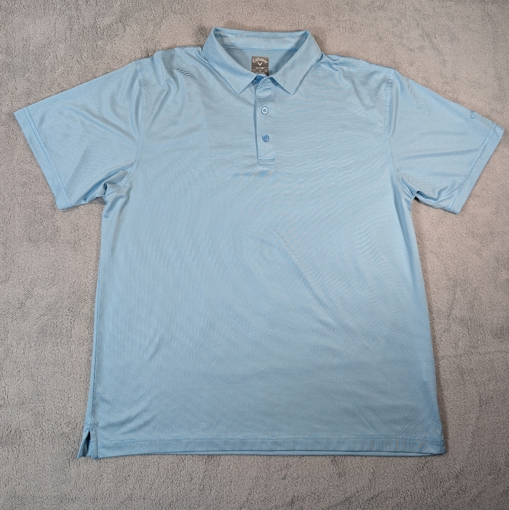 Callaway Opti-Dri Mens XL Blue Striped Short Sleeve Golf Polo‎ Shirt SU36356